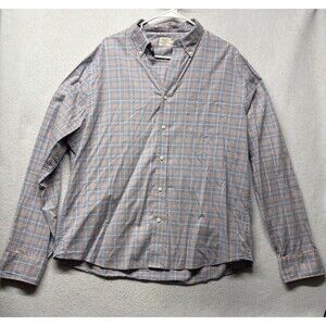 Faherty Shirt Mens XL Blue Coral Plaid Button Up Stretch Performance Lightweight